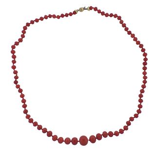 GIA Natural Coral 18k Gold Necklace