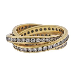 18k Gold Diamond Rolling Band Ring