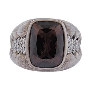 Scott Kay Silver Diamond Cognac Quartz Ring