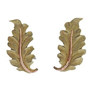 Buccellati 18k Gold Leaf Earrings