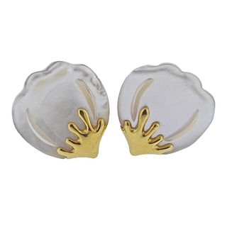 Tiffany & Co 18k Gold Mother of Pearl Petal Earrings