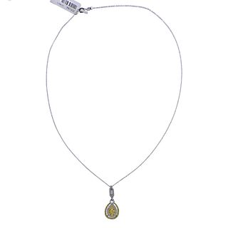 Gregg Ruth 0.93ctw Yellow White Diamond Gold Pendant Necklace