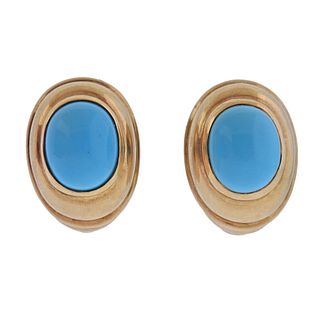 Boucheron Paris Turquoise 18k Gold Earrings