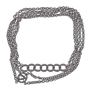 Loree Rodkin Silver Diamond Long Multi Chain Necklace