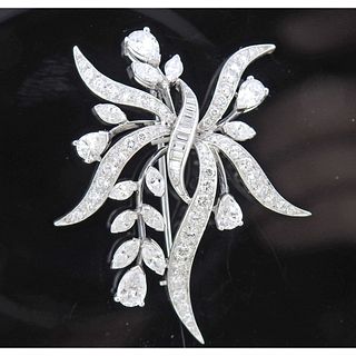 Platinum 3.50ctw Diamond Brooch Pin