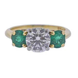 Tiffany & Co 1.27ct Diamond Emerald Engagement Ring