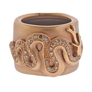 Pomellato Eva 18k Rose Gold Diamond Snake Band Ring