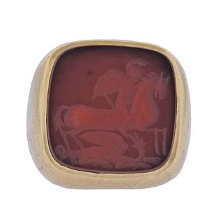 Antique Victorian 14k Gold Carnelian Intaglio Ring