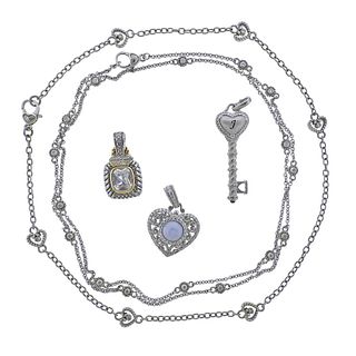 Judith Ripka Silver CZ Necklace Pendant Lot 5pc