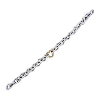 Tiffany & Co Silver 18K Gold Heart Link Bracelet