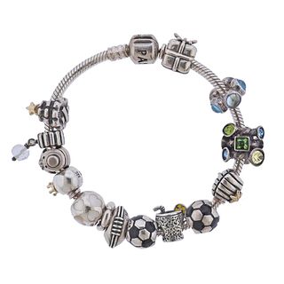 Pandora Silver Multi Charm Enamel Bracelet