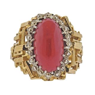 1970s 18k Gold Coral Ring