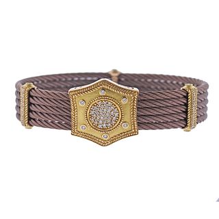 Charriol 18K Gold Bronze Steel Diamond Bracelet