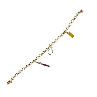 Cartier Gold Love Pen Lighter Charm Bracelet