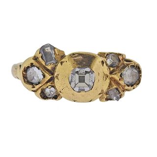 Antique 18k Gold Rose Cut Diamond Ring