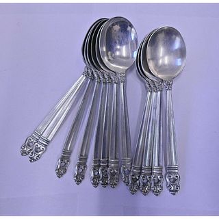 International Royal Danish Sterling Silver 12 Soup Spoon Set