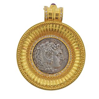 22k Gold Diamond Coin Large Pendant