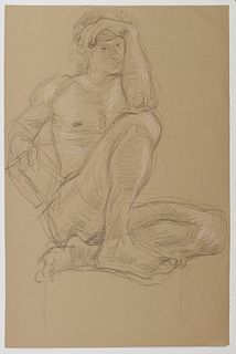 Paul Cadmus - Seated Male Nude Original Drawing