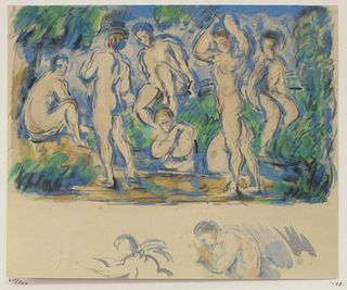 Paul Cezanne (After) - Les Baigneuses Aquarelle 3