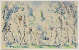 Paul Cezanne (After) - Les Baigneuses Aquarelle 5