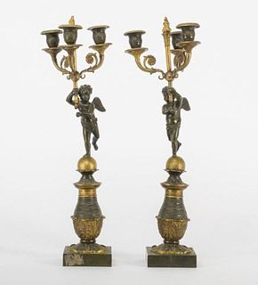 Pair Of Gilt Bronze Figural Candelabra, 19th C.