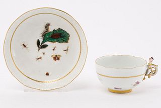 Rare Meissen Tea Cup & Saucer, C. 1750