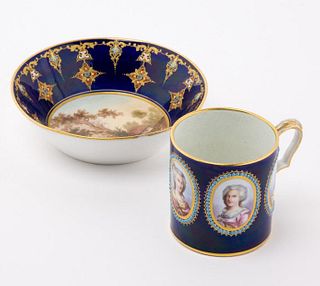 Fine 18th C. Sèvres Porcelain Bowl & Similar Cup