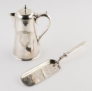 Silver Plated Victorian Pot & Christofle Crumber