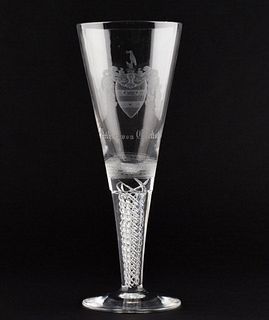 Large Glass German Armorial Goblet