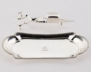 Sterling Silver Snuffer Tray & Plated Snuffer