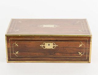 British Brass Bound Writing Box, Early 19th C.