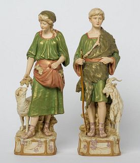 Large Royal Dux Porcelain Figures