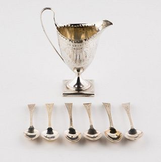 English Sterling Silver Cream Jug & Spoons