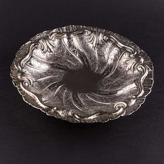 Richly Engraved Continental Silver Footed Bowl