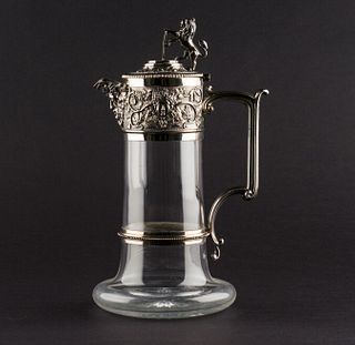 Very Good Silver Plate Claret Jug, Late 19th C.