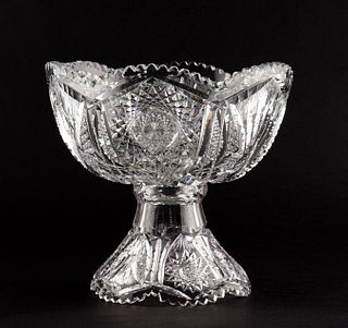 Brilliant Period Cut Glass Footed Bowl, American
