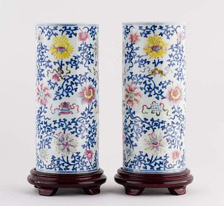Pair Of Chinese Porcelain Hat Stands, 20th Century