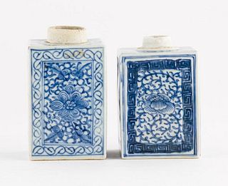 Late Qing Period Blue & White Porcelain Caddies