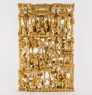 Chinese Carved Gilt Panel, Mid 20th C.