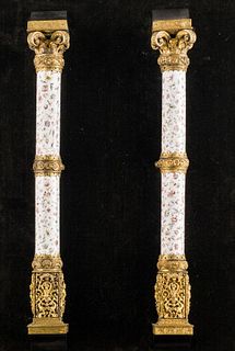 Pair Of Small Continental Enamelled Columns