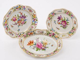 Dresden Porcelain Plates & Bowl, Early 20th C.