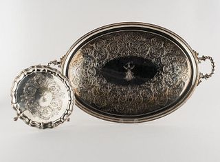 Silver Plated Tray & Waiter, Early 20th Century