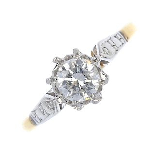 A mid 20th century 18ct gold diamond single-stone ring. The illusion-set brilliant-cut diamond, to t