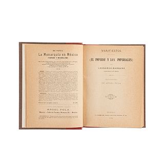 Márquez, Leonardo. Manifiestos (El Imperio y los Imperiales). México: F. Vázquez, 1904. Frontispicio, retrato del autor.