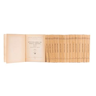 Paso y Troncoso, Francisco del. Epistolario de Nueva España, 1505 - 1818. México: Antigua Librería Robredo, 1939, 40 y 42. Piezas: 16.