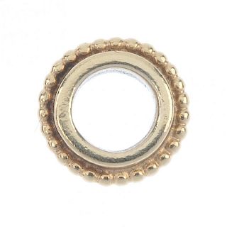 PANDORA - a 14ct gold charm spacer. The bead line, raised to the plain sides. Maker's marks for Pand