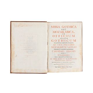 Lorenzana, Francisco Antonio... Missa Gothica seù Mozarabica, et Officium Itidèm Gothicum... Angelopoli,1770. 4 grab.de José Nava.1a ed