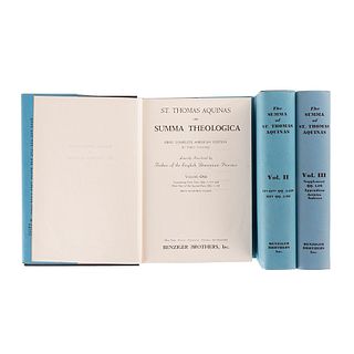 St. Thomas Aquinas. Summa Theologica First Complete American Edition. New York: Benziger Brothers, 1947. Tomos I - III. Piezas: 3.
