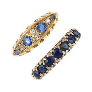 Two gold gem-set rings. To include an early 20th century 18ct gold sapphire and diamond dress ring,