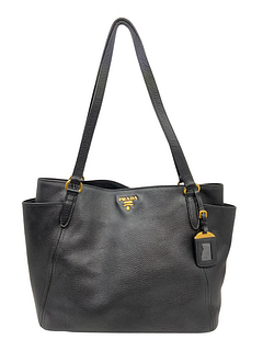 Prada Vitello Daino Leather Side-Pocket Shoulder Bag
